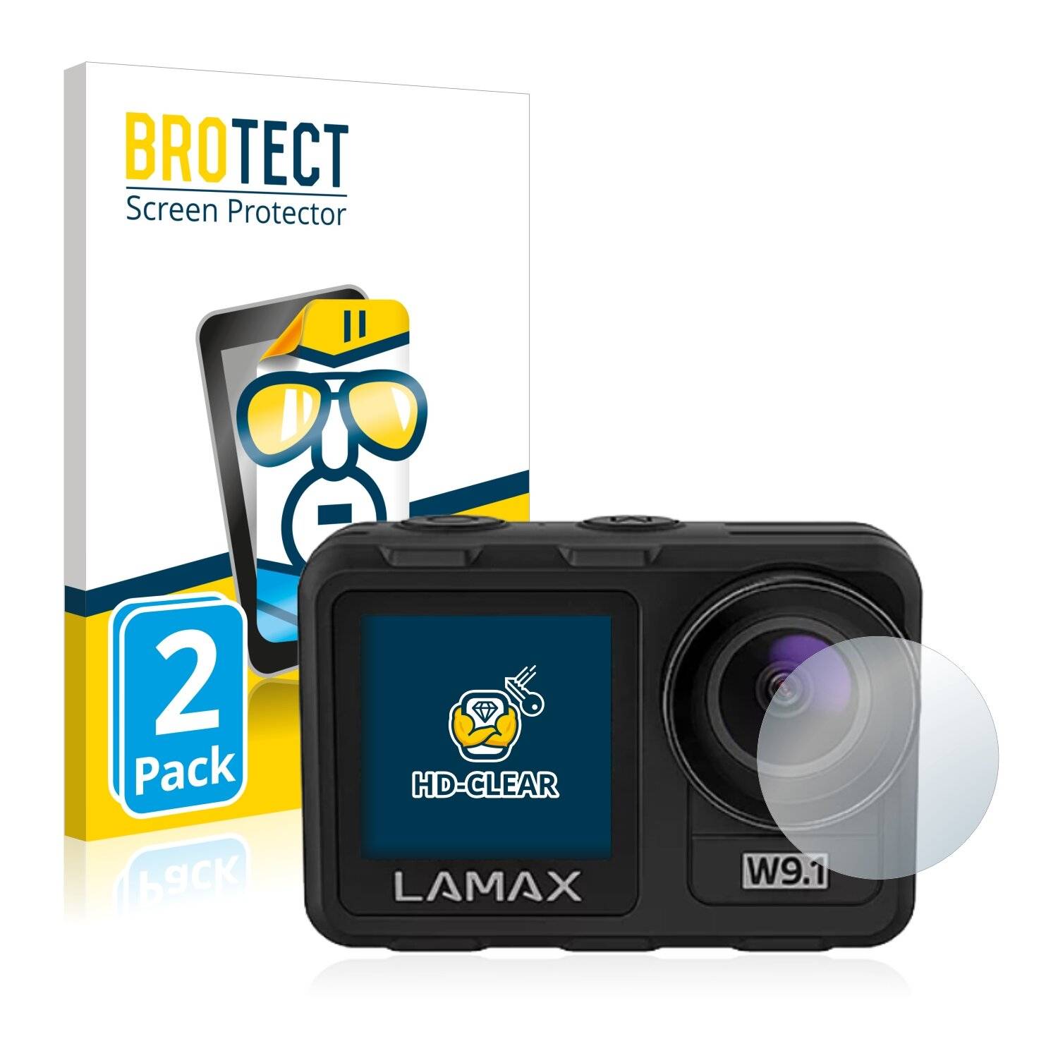 2x BROTECT HD-Clear Displayschutzfolie für Lamax W9.1 Linse