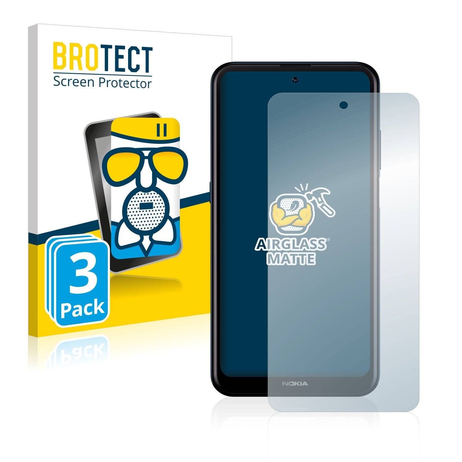 3x BROTECT AirGlass Matte Schutzglas Folie für Nokia