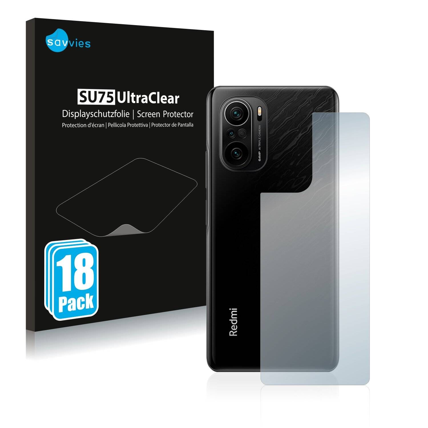 18x Savvies SU75 Displayschutzfolie für Xiaomi Redmi K40 Pro