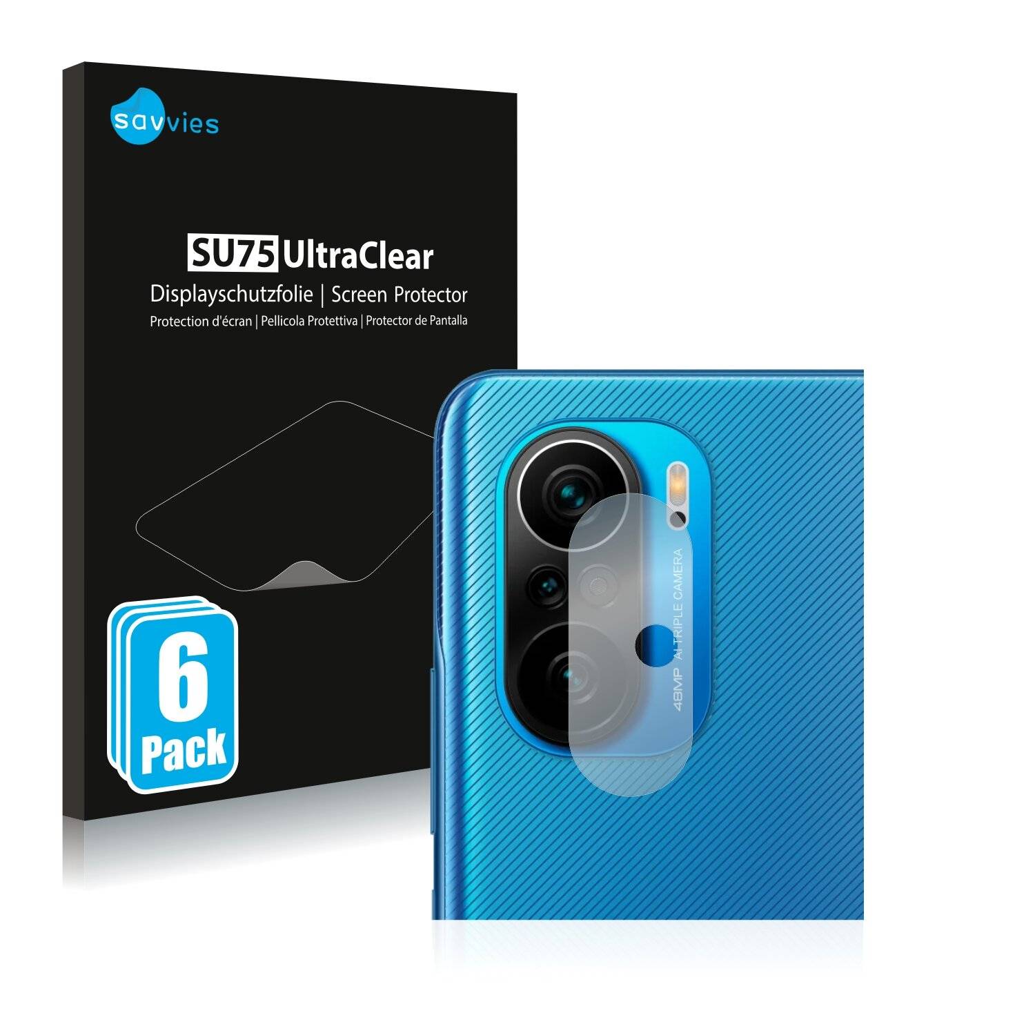 6x Savvies SU75 Displayschutzfolie für Xiaomi Redmi K40 (NUR