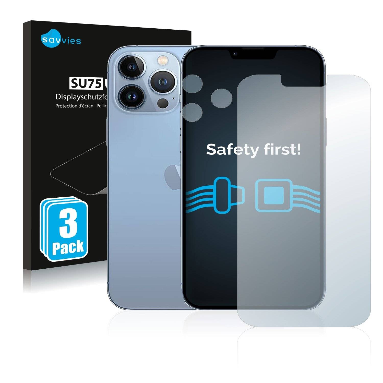6x Savvies SU75 Displayschutzfolie für Apple iPhone 13 Pro Max (Vorderseite +