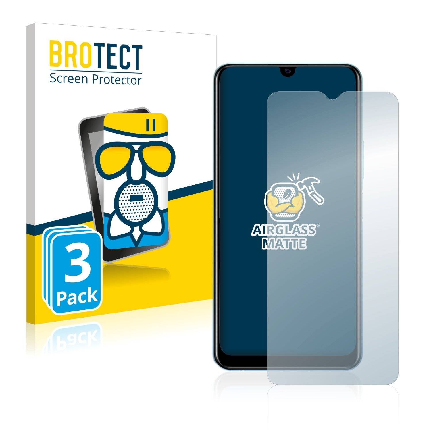3x BROTECT AirGlass Matte Schutzglas Folie für Vivo