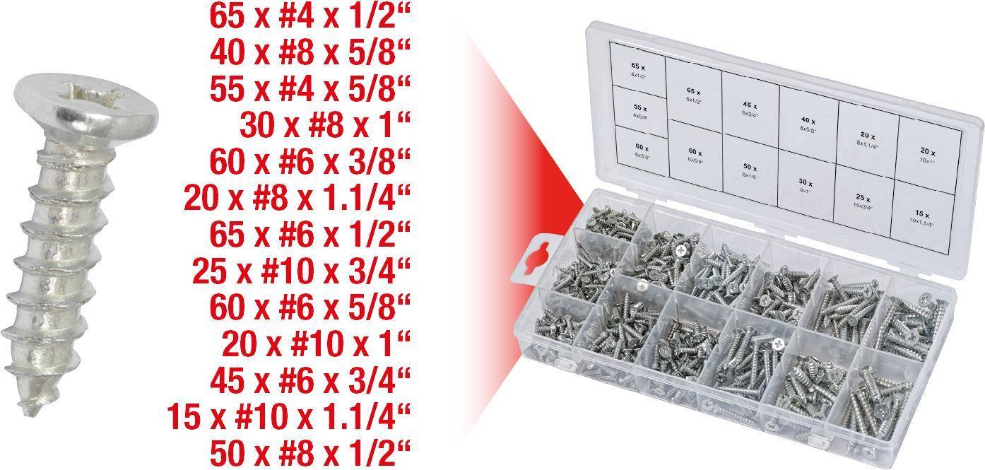 KS TOOLS Werkzeuge-Maschinen GmbH Sortiment Holzschrauben, 550-tlg (970.0430)