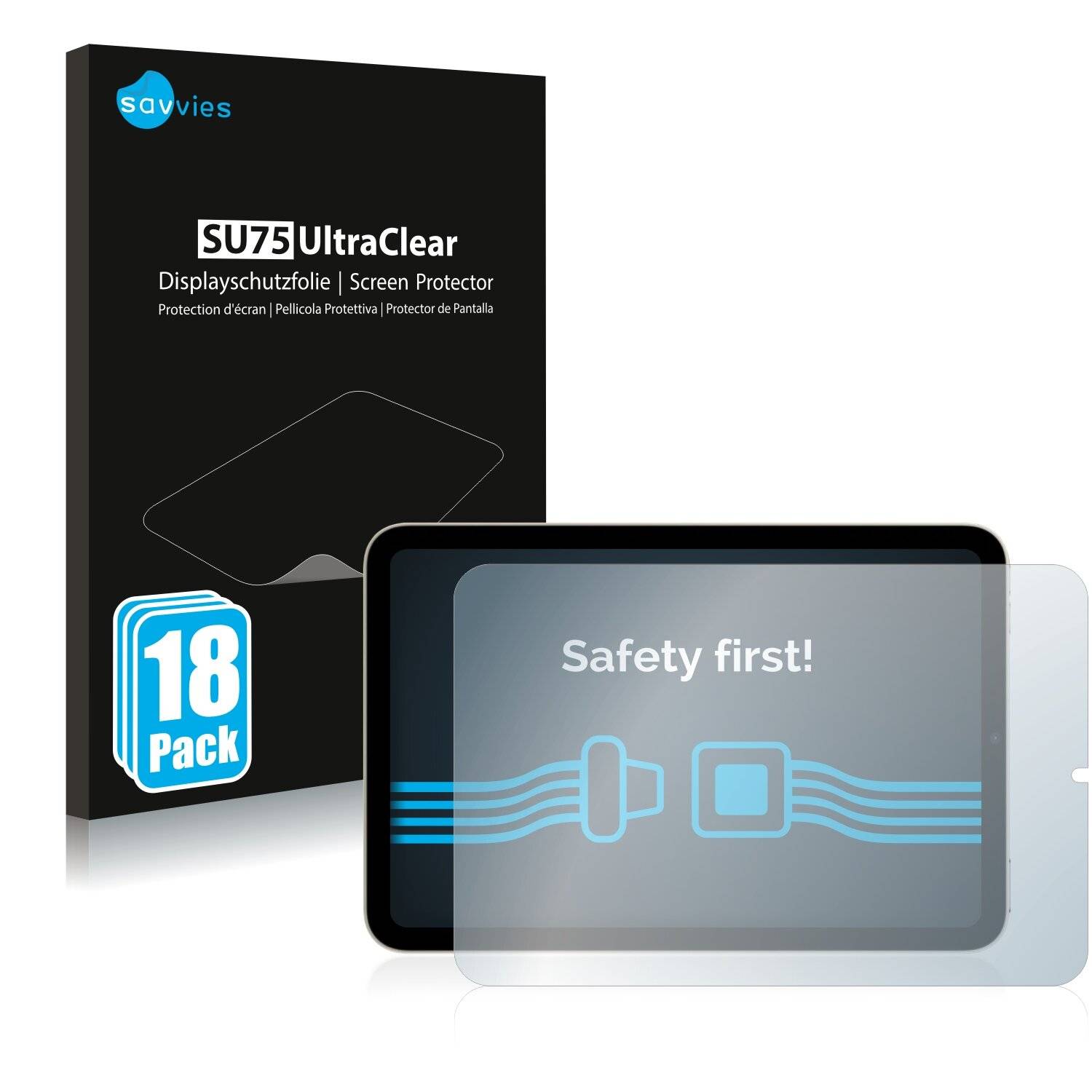 18x Savvies SU75 Displayschutzfolie für Apple iPad Mini 6 WiFi Cellular 2021 (im Querformat,