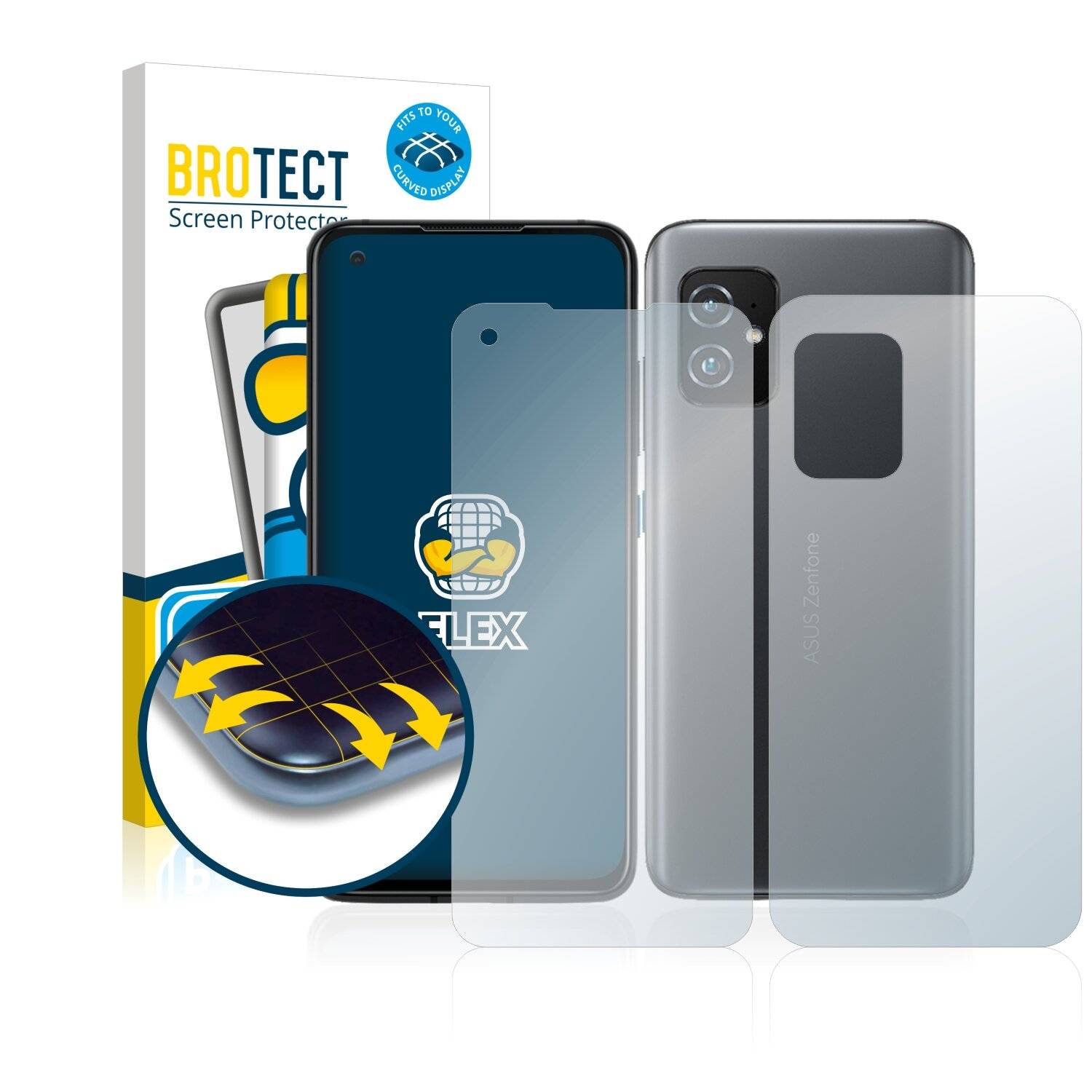 2x BROTECT Flex Full-Cover Displayschutzfolie für Asus ZenFone 8 (Vorder +