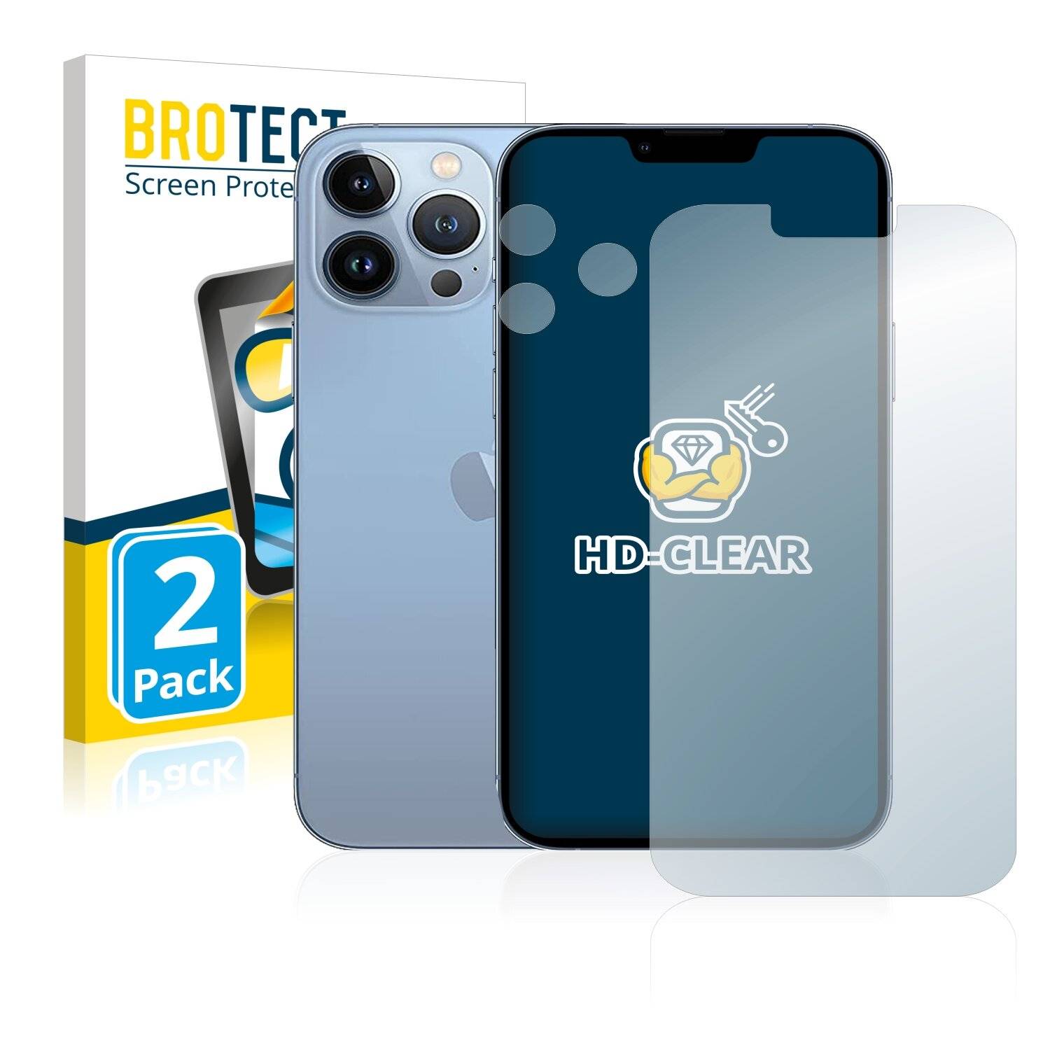 2x BROTECT HD-Clear Displayschutzfolie für Apple iPhone 13 Pro Max (Vorderseite +