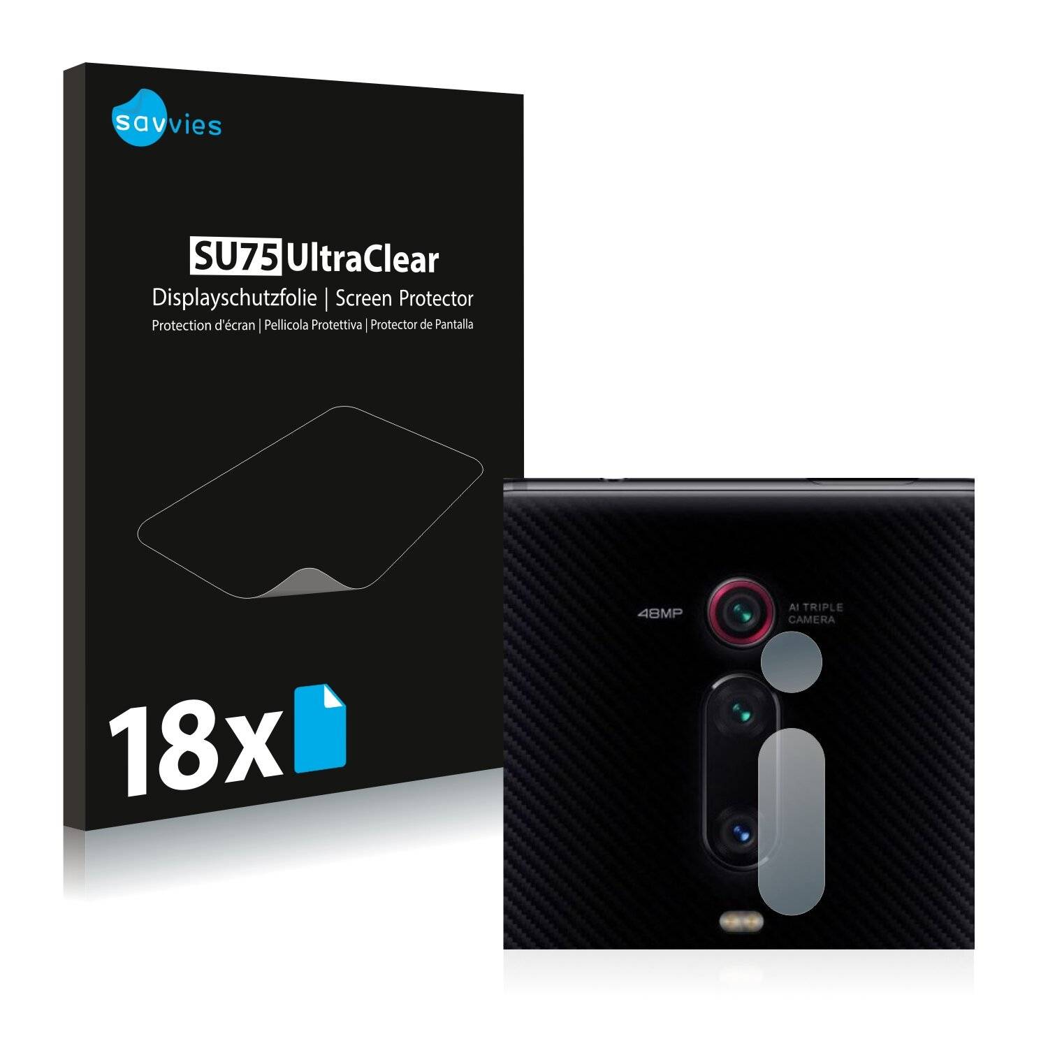 18x Savvies SU75 Displayschutzfolie für Xiaomi Mi 9T Pro (NUR
