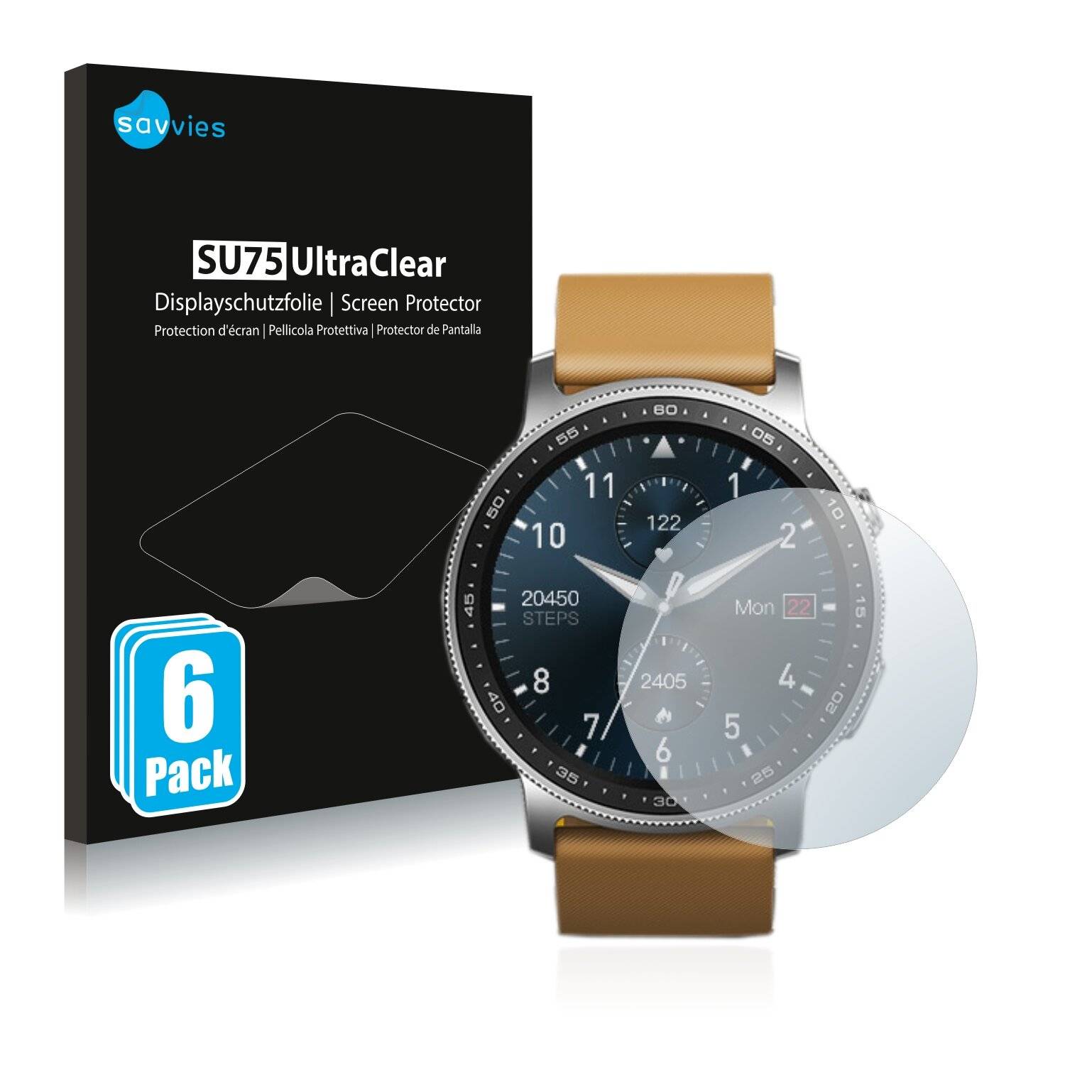 6x Savvies SU75 Displayschutzfolie für Zeblaze GTR