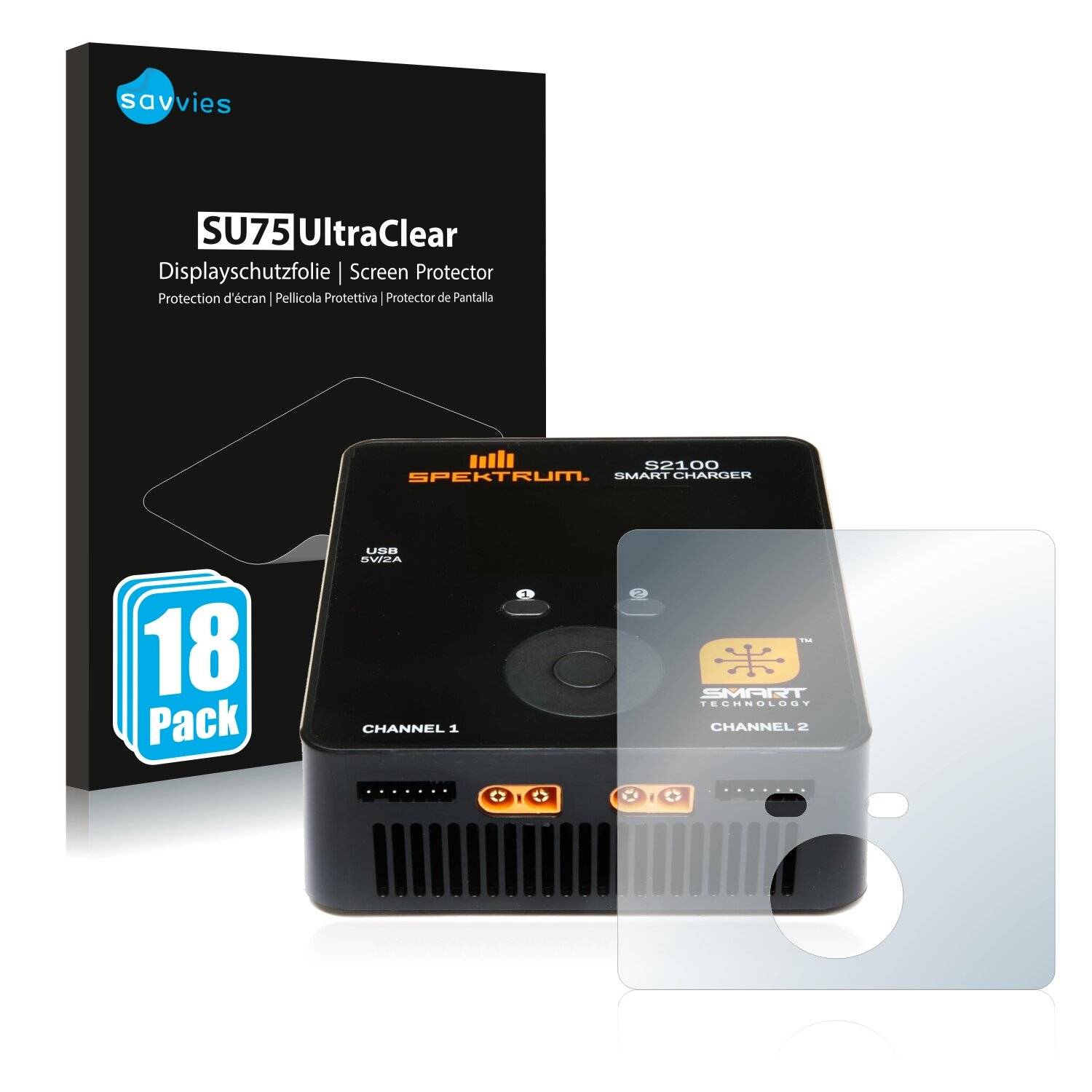 18x Savvies SU75 Displayschutzfolie für Spektrum