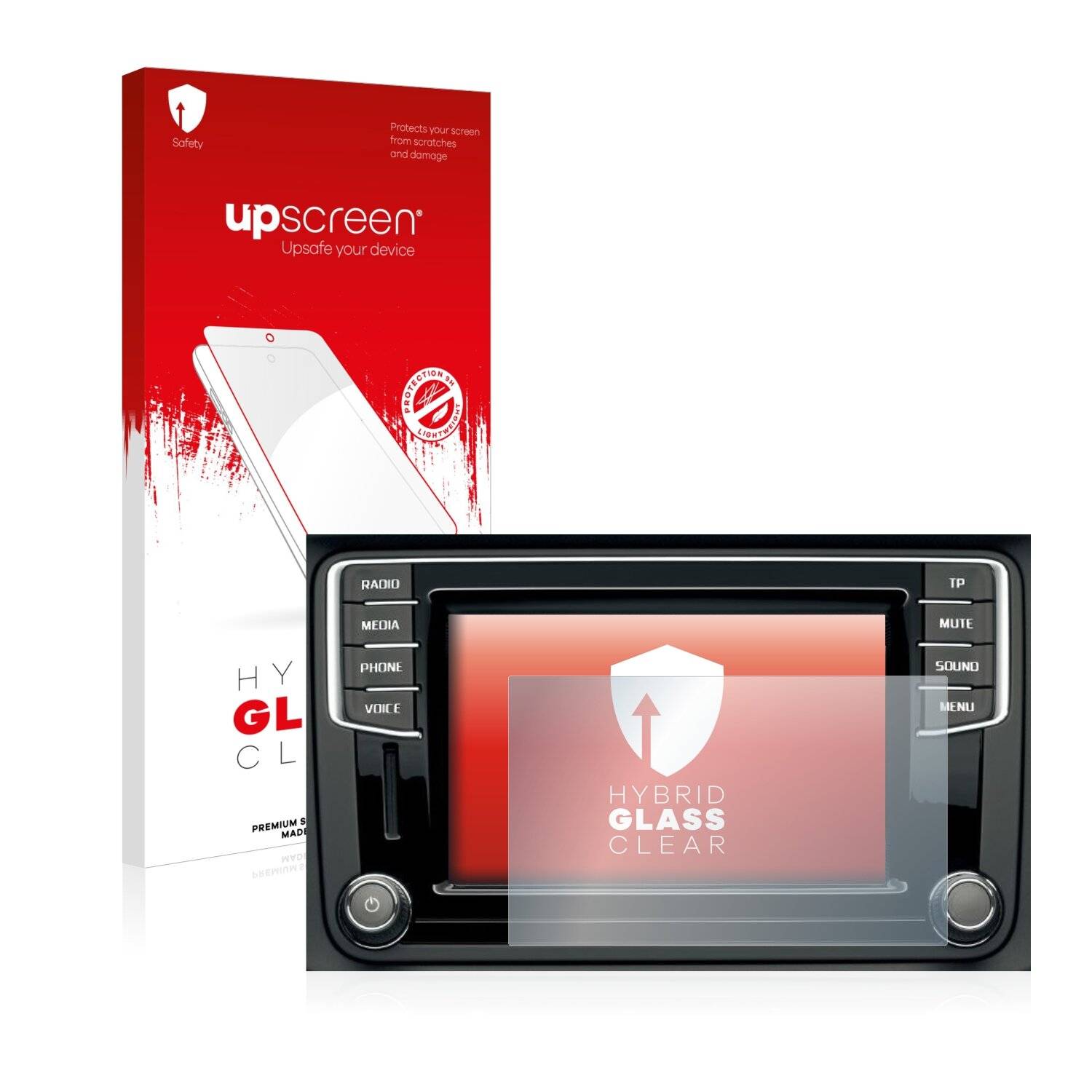 upscreen Hybrid Glass Clear Premium Schutzglas Folie für Skoda Bolero 2 Infotainment System