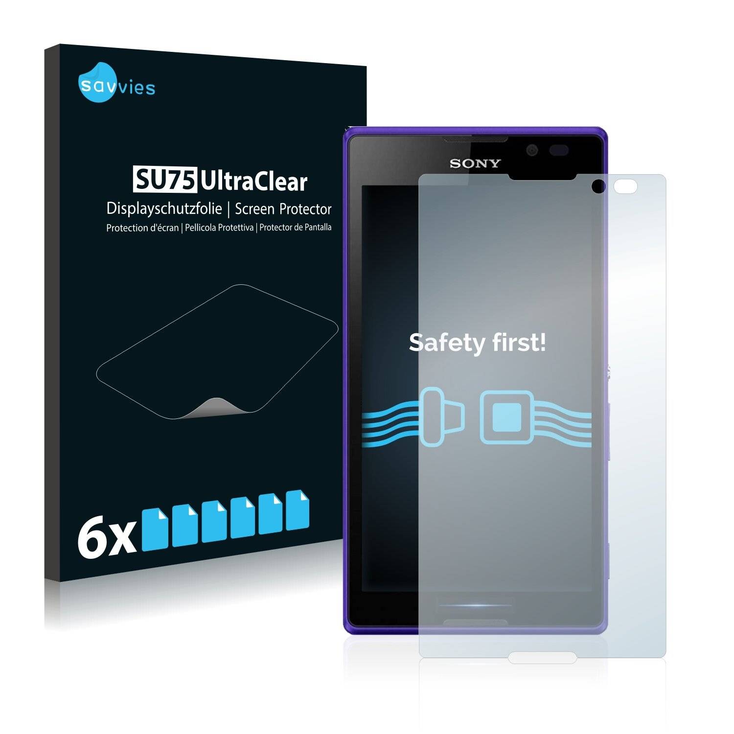 6x Savvies SU75 Displayschutzfolie für Sony Xperia C