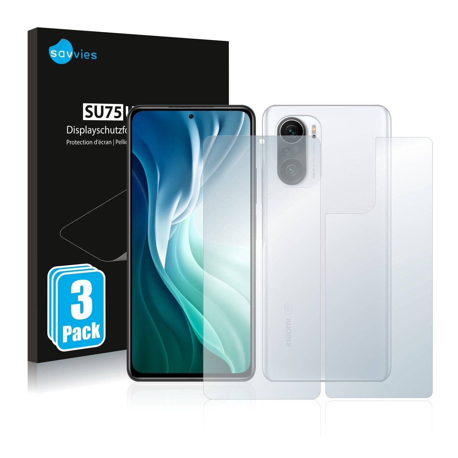 6x Savvies SU75 Displayschutzfolie für Xiaomi Redmi K40 Pro Plus (Vorder +