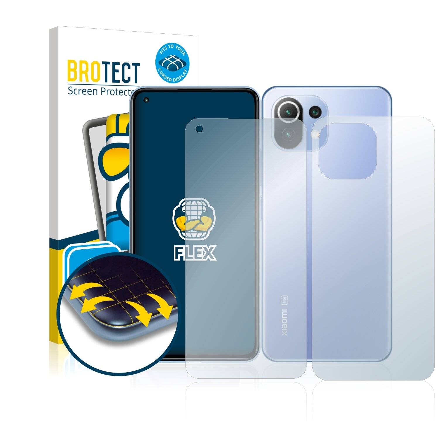 2x BROTECT Flex Full-Cover Displayschutzfolie für Xiaomi 11 Lite 5G NE (Vorder +