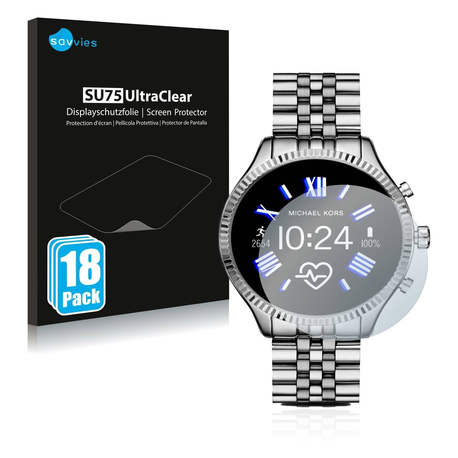 18x Savvies SU75 Displayschutzfolie für Michael Kors Access Gen 5