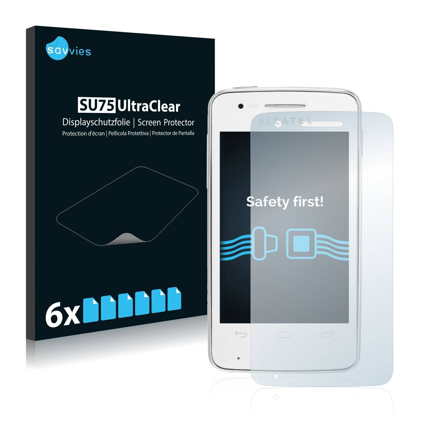 6x Savvies SU75 Displayschutzfolie für Alcatel One Touch OT-4030D