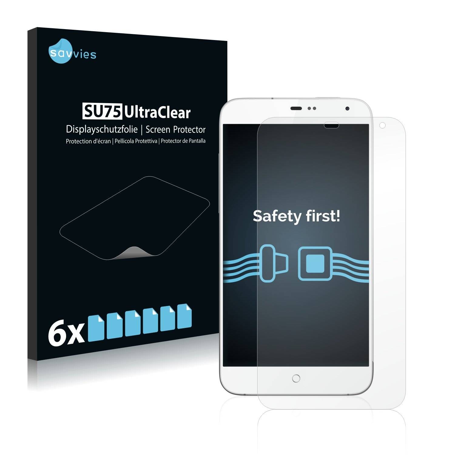 6x Savvies SU75 Displayschutzfolie für Meizu