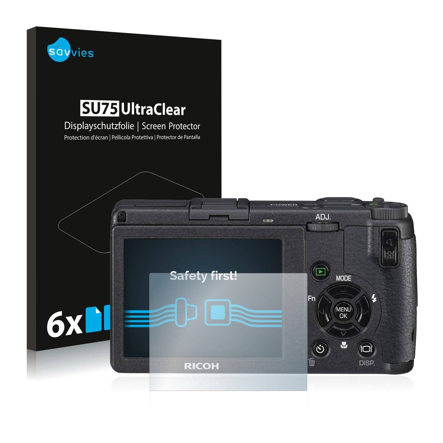 6x Savvies SU75 Displayschutzfolie für Ricoh GR Digital II