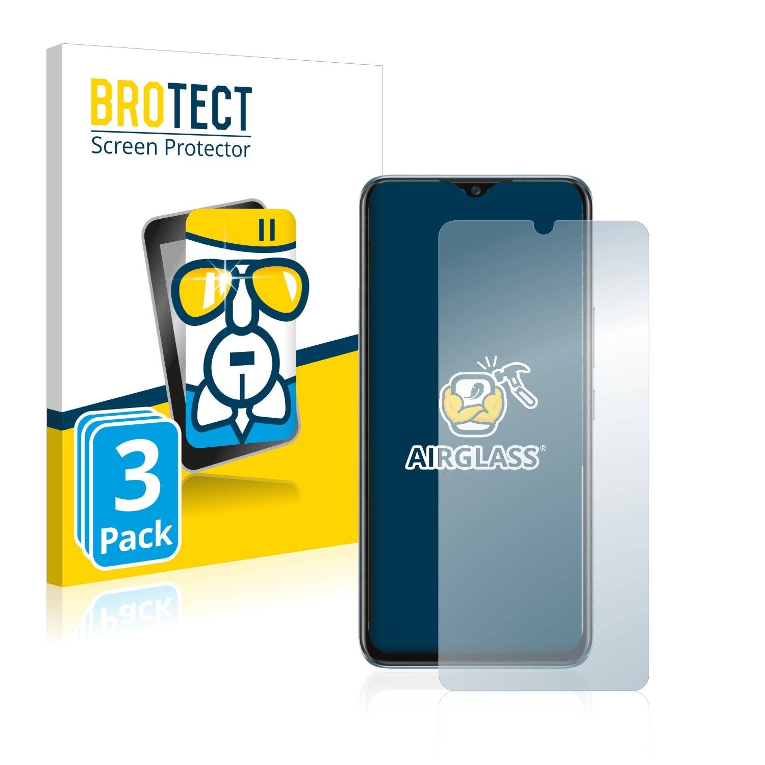 3x BROTECT AirGlass Schutzglas Folie für Vivo