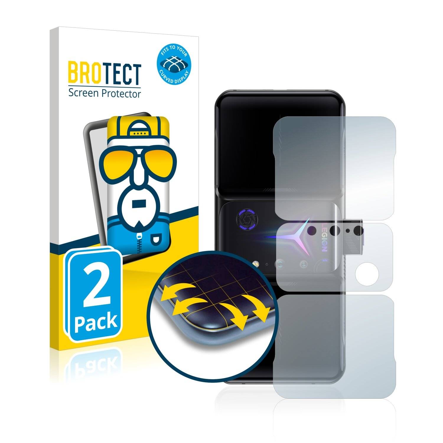 2x BROTECT Flex Full-Cover Displayschutzfolie für Lenovo Legion Duel 2