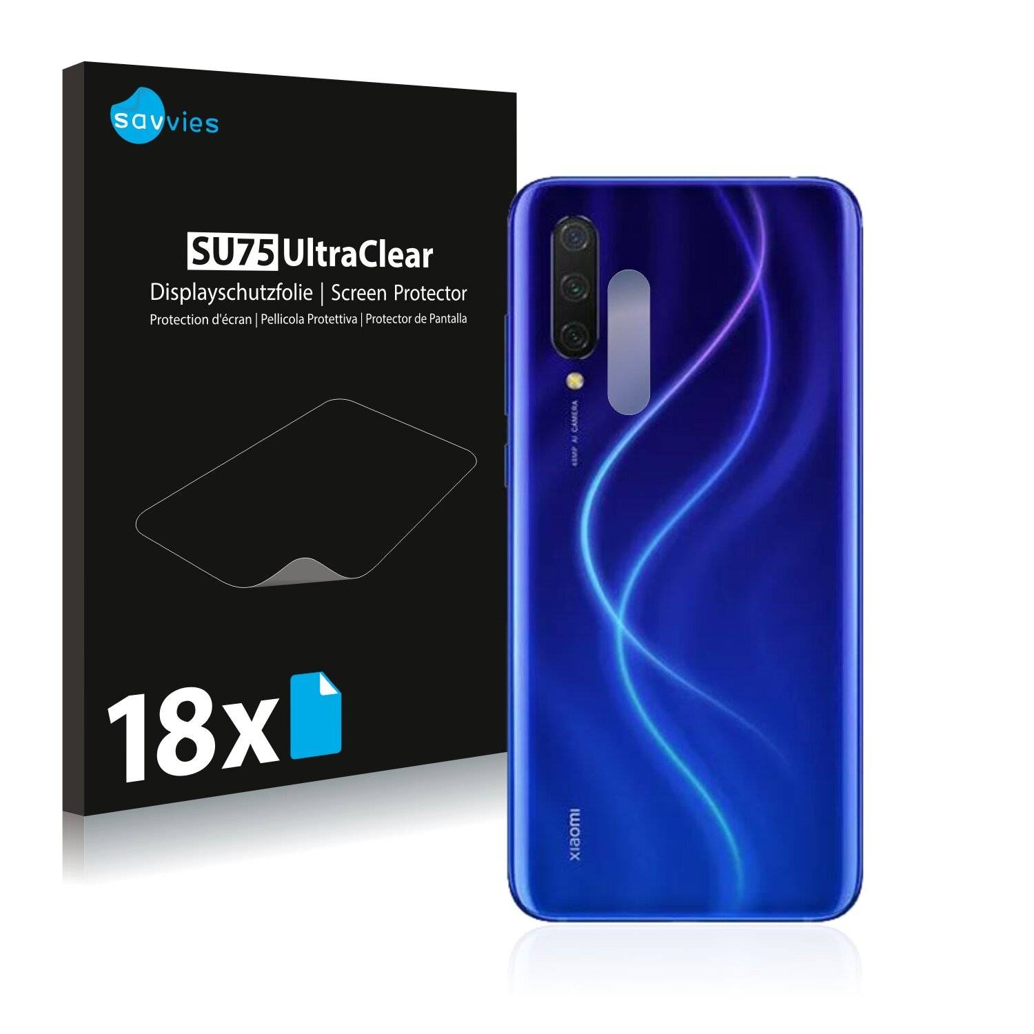 18x Savvies SU75 Displayschutzfolie für Xiaomi Mi 9 Lite (NUR