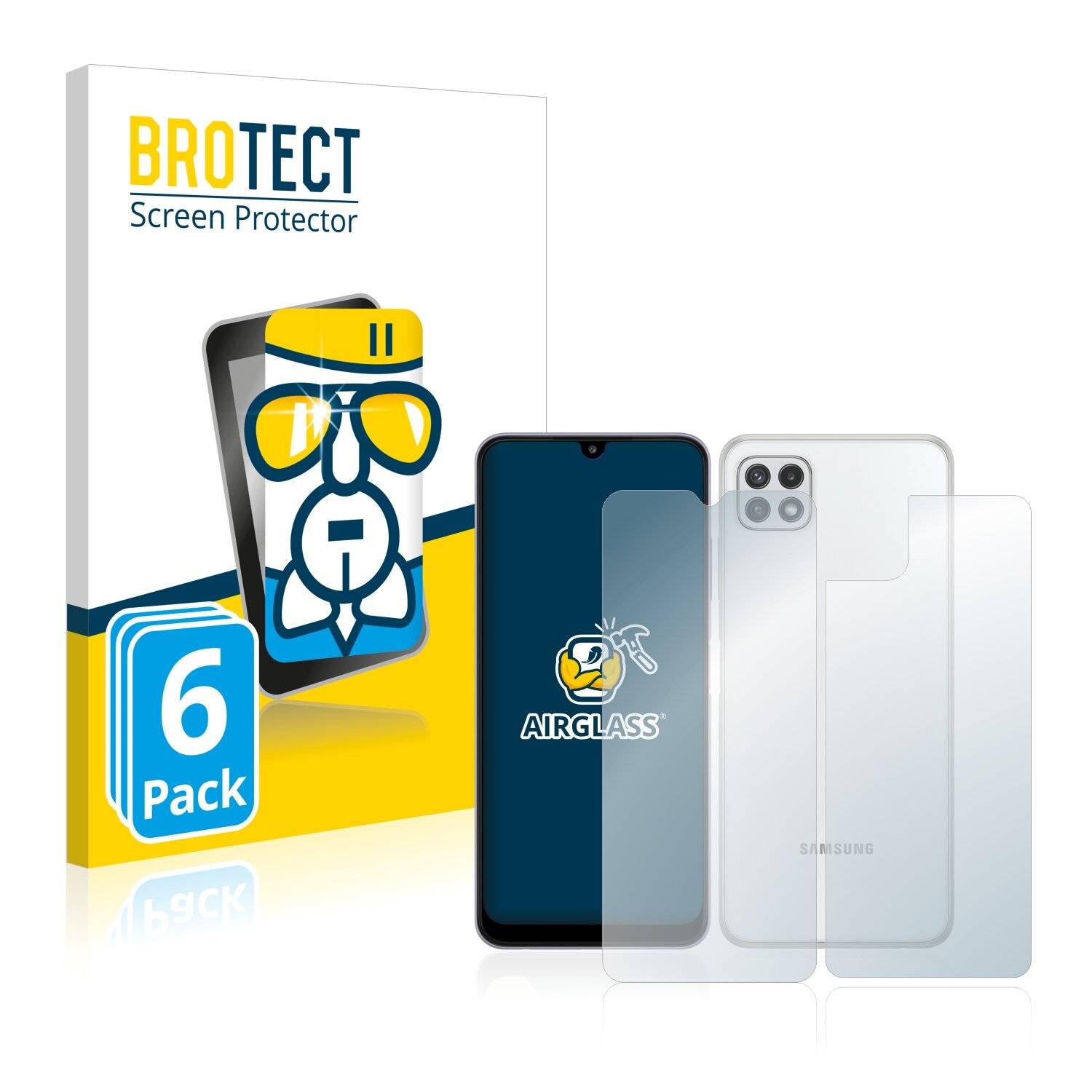 6x BROTECT AirGlass Schutzglas Folie für Samsung Galaxy A22 5G (Vorder +