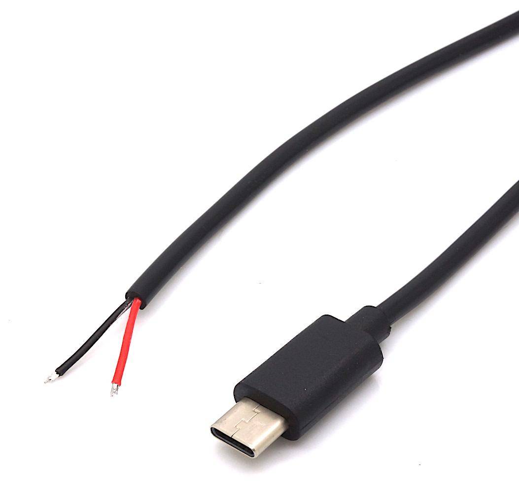 USB Type C Kabel mit offenem Kabelende zur Stromversorgung - Länge: 0,20 m