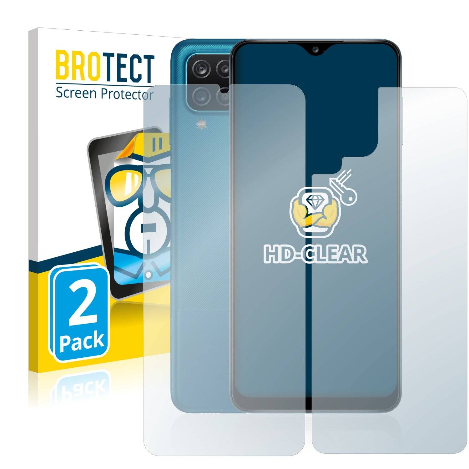 2x BROTECT HD-Clear Displayschutzfolie für Samsung Galaxy A12 (Vorder +
