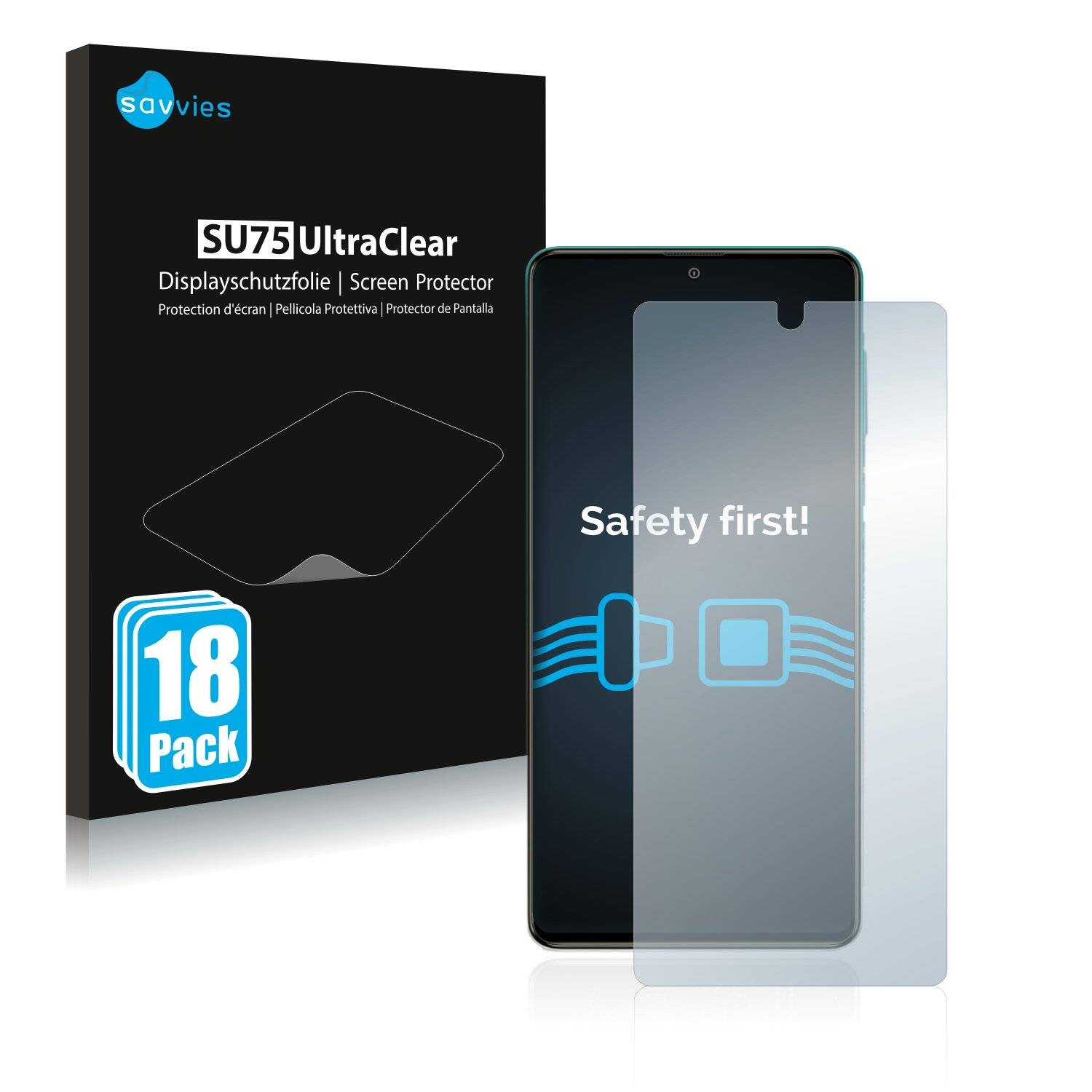 18x Savvies SU75 Displayschutzfolie für Samsung Galaxy M62