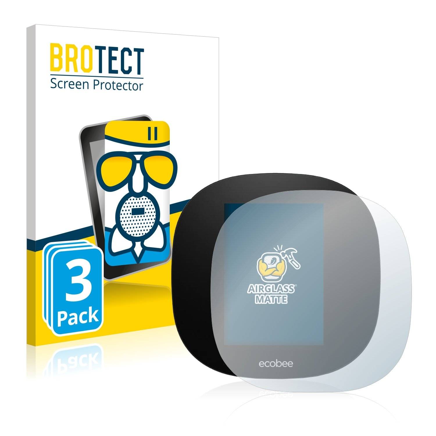 3x BROTECT AirGlass Matte Schutzglas Folie für ecobee 3