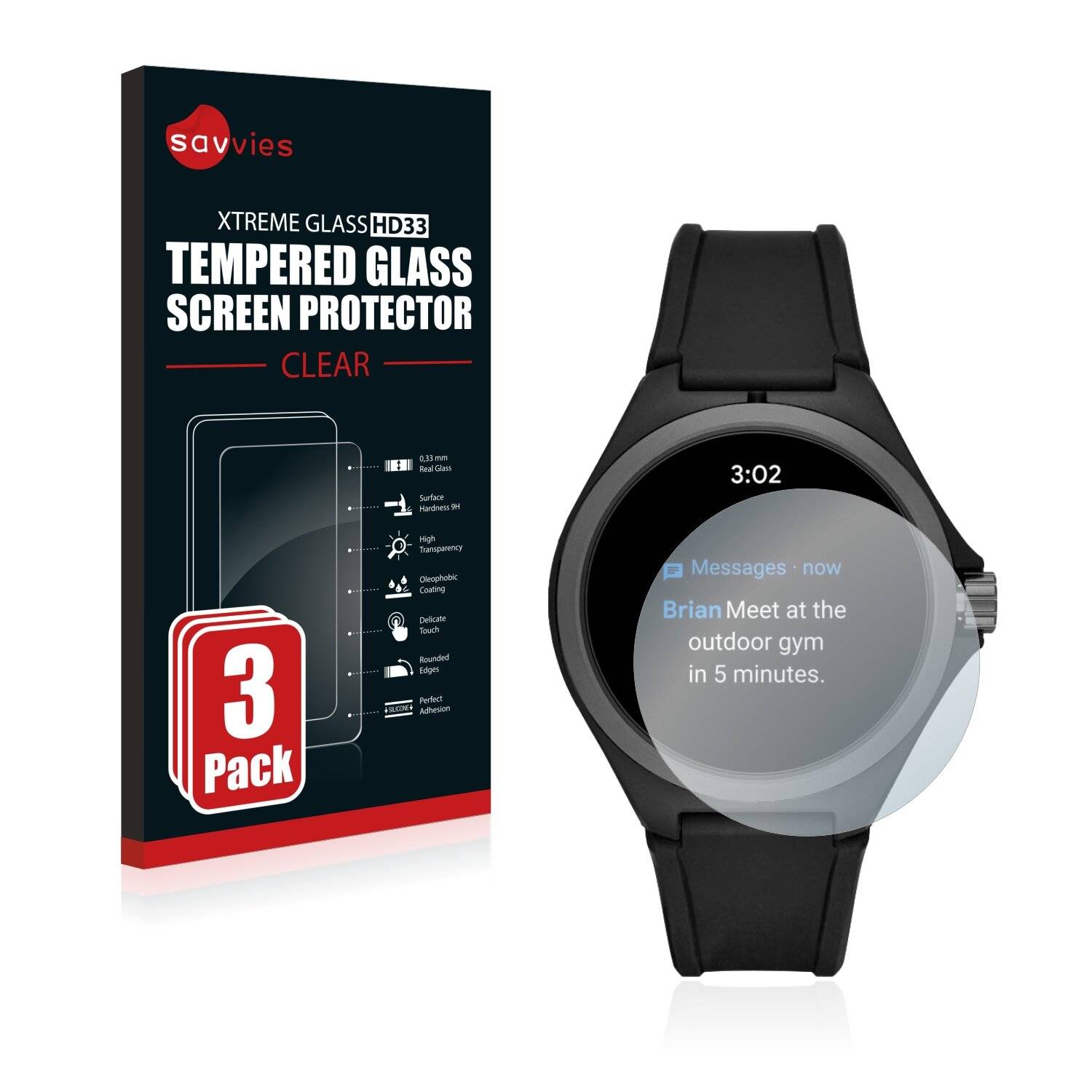 3x Savvies HD33 Clear Schutzglas für Puma Gen 4 Heart Rate