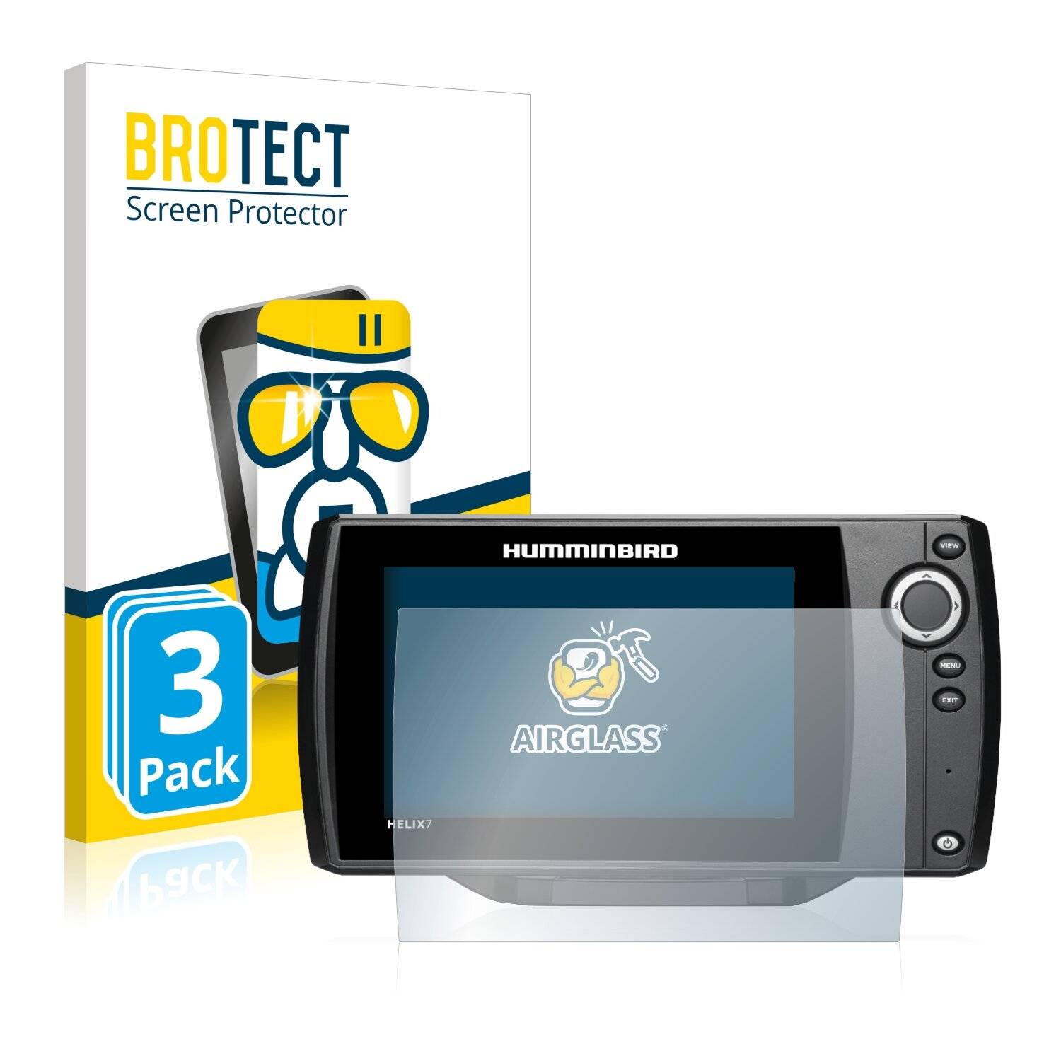 3x BROTECT AirGlass Schutzglas Folie für Humminbird Helix 8 CHIRP GPS