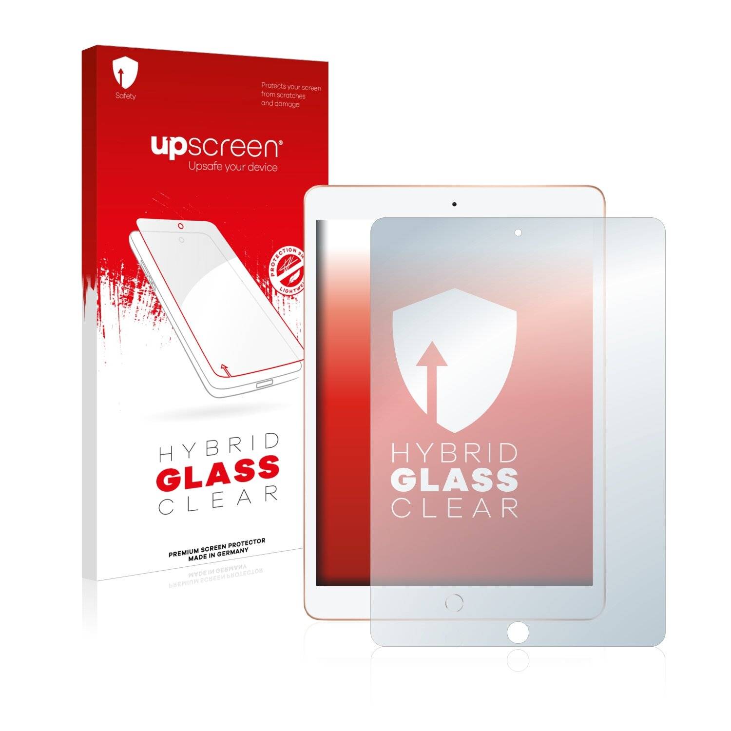 upscreen Hybrid Glass Clear Premium Schutzglas Folie für Apple iPad 10.2 WiFi Cellular 2019