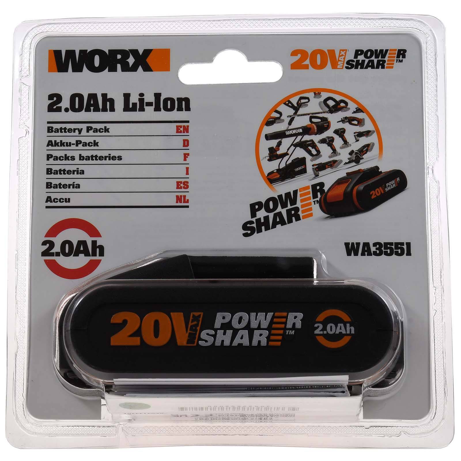 Powery WORX WA3551.1 Akku 20V 2Ah Li-Ion, 20V, Li-Ion