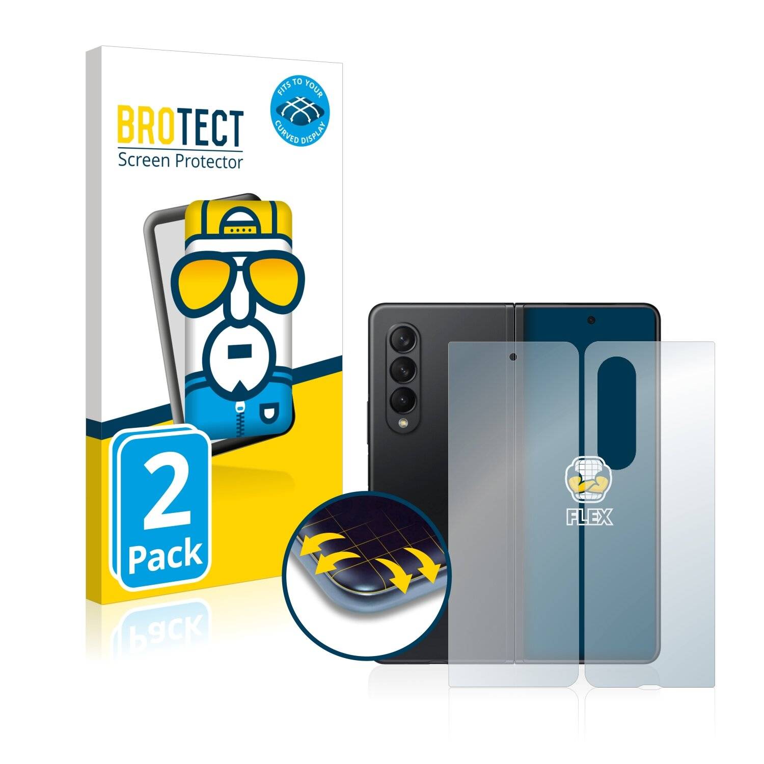 2x BROTECT Flex Full-Cover Displayschutzfolie für Samsung Galaxy Z Fold 3 5G (Vorder +