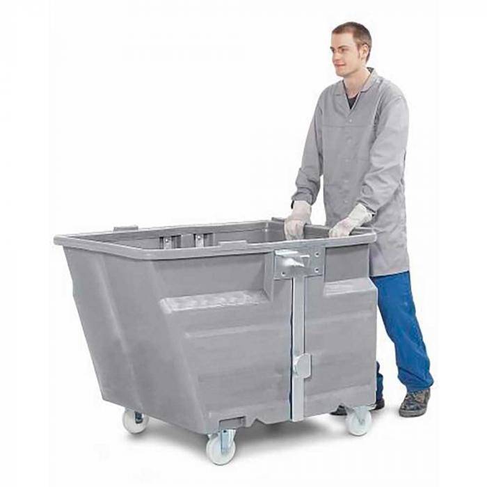 Schüttgutbehälter aus Polyethylen (PE) - mit Rollen - 600 Liter Volumen - grau
