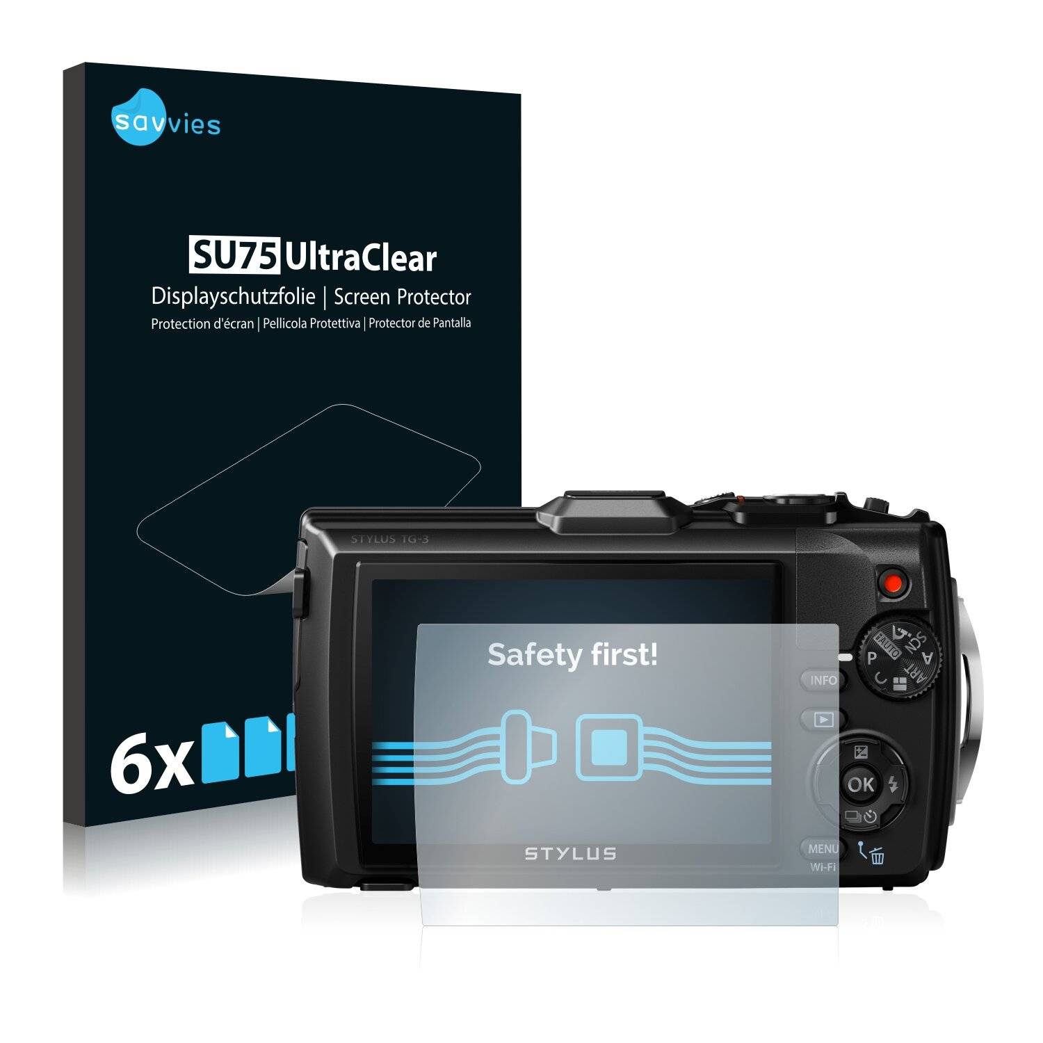 6x Savvies SU75 Displayschutzfolie für Olympus Stylus Tough