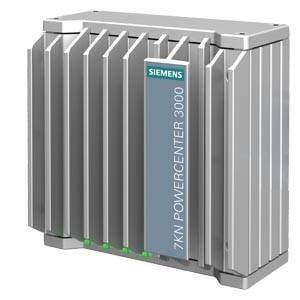 Ein Siemens 7KN Powercenter 3000, ein grauer, eckiger Apparat mit vertikalen Kühlrippen, verwendet für Stromverteilung und -management.