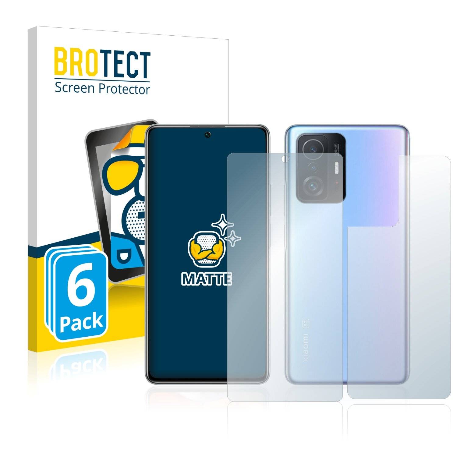 6x BROTECT Matte Displayschutzfolie für Xiaomi 11T (Vorder + Rückseite) - Entspiegelt,