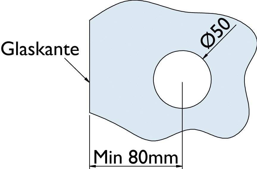 Diagramm einer Unterlegscheibe mit unregelmäßiger Form, zentralem Loch und minimal gekennzeichneter Breite von „Min 80mm