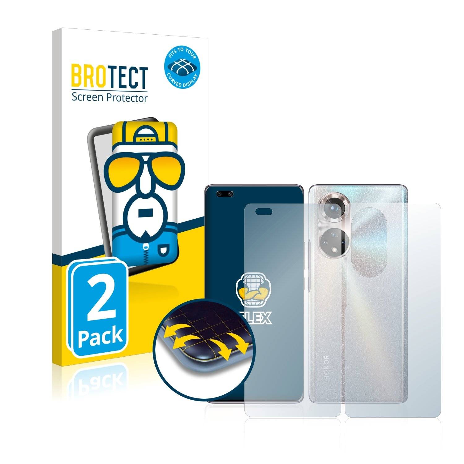 2x BROTECT Flex Full-Cover Displayschutzfolie für Honor 50 Pro (Vorder +