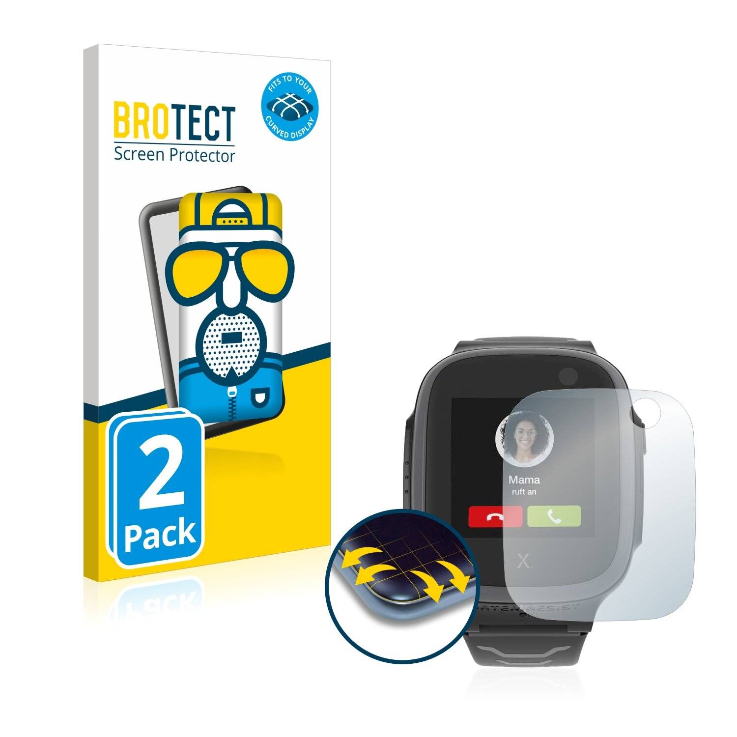 2x BROTECT Flex Matte Full-Cover Displayschutzfolie für Vodafone Smart Watch
