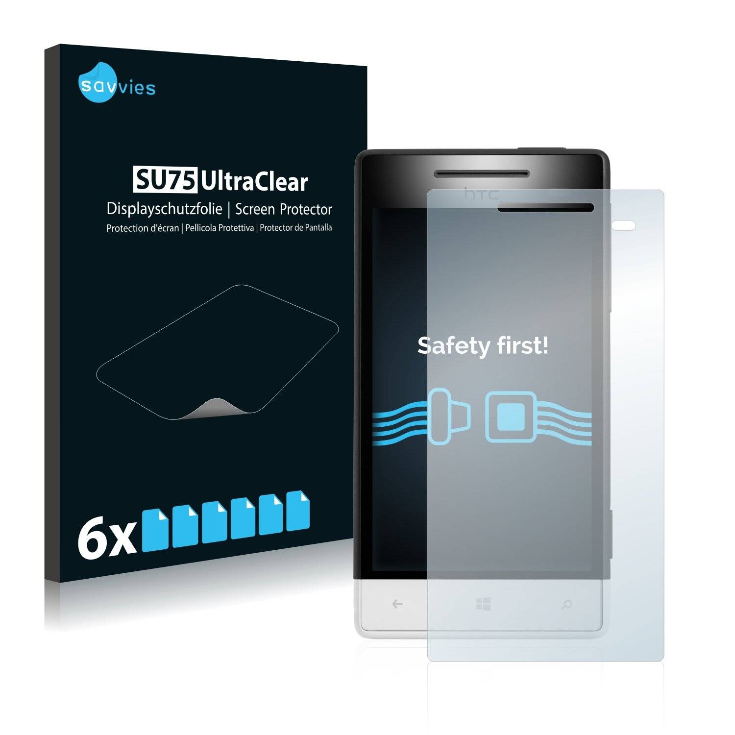 6x Savvies SU75 Displayschutzfolie für HTC Windows Phone