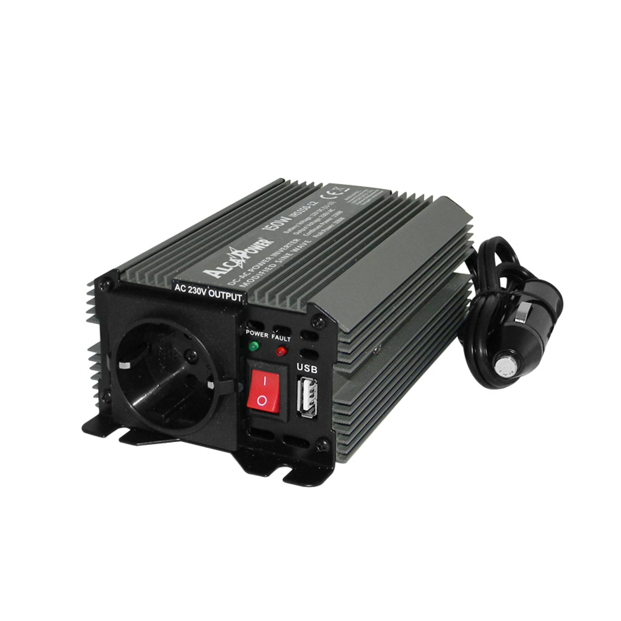 RO: Invertor de tensiune AlcaPower by President 150W 12V-230V, sinusoida modificata, port USB