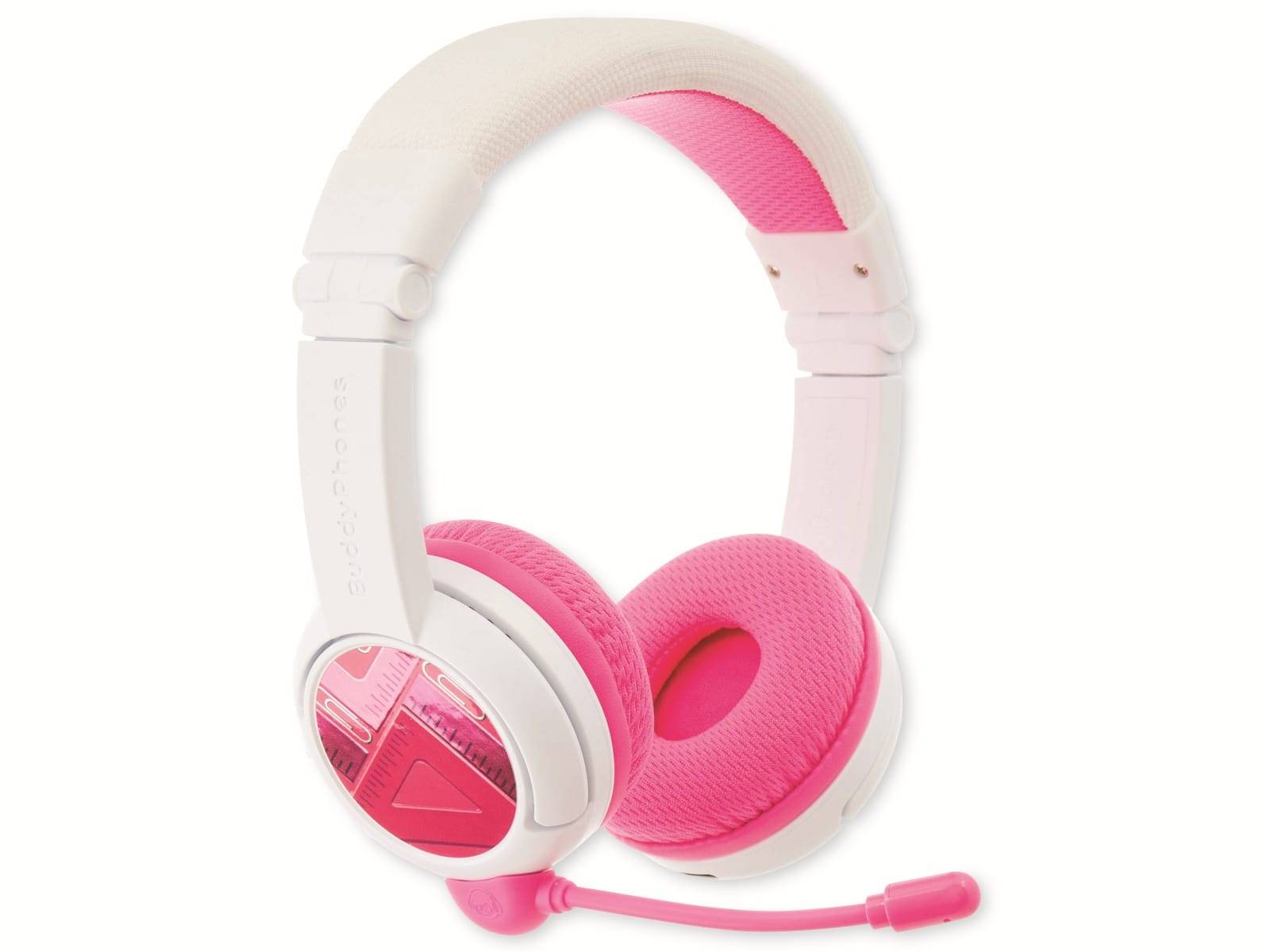 ONANOFF Bluetooth On-Ear Kopfhörer BuddyPhones School+, für Kinder, weiß/pink
