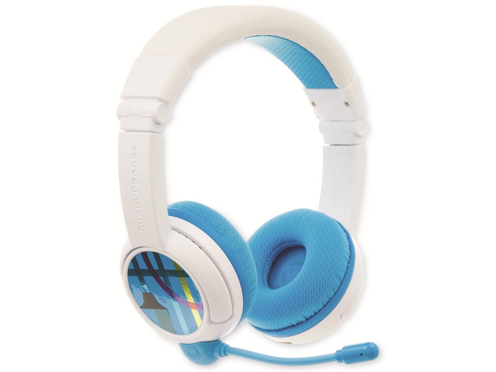 ONANOFF Bluetooth On-Ear Kopfhörer BuddyPhones School+, für Kinder, weiß/blau