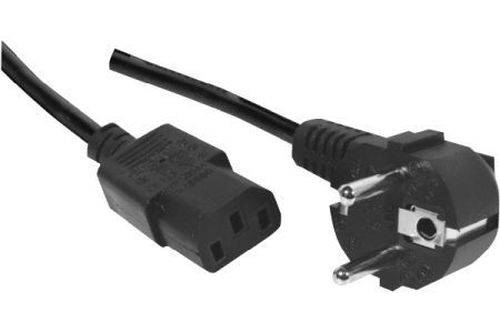 Netzanschlusskabel, Schutzkontaktstecker abgewinkelt an Kaltgerätebuchse, schwarz, 0,6 m