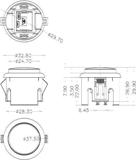 Arcade Button, 30mm - Farbe: gelb