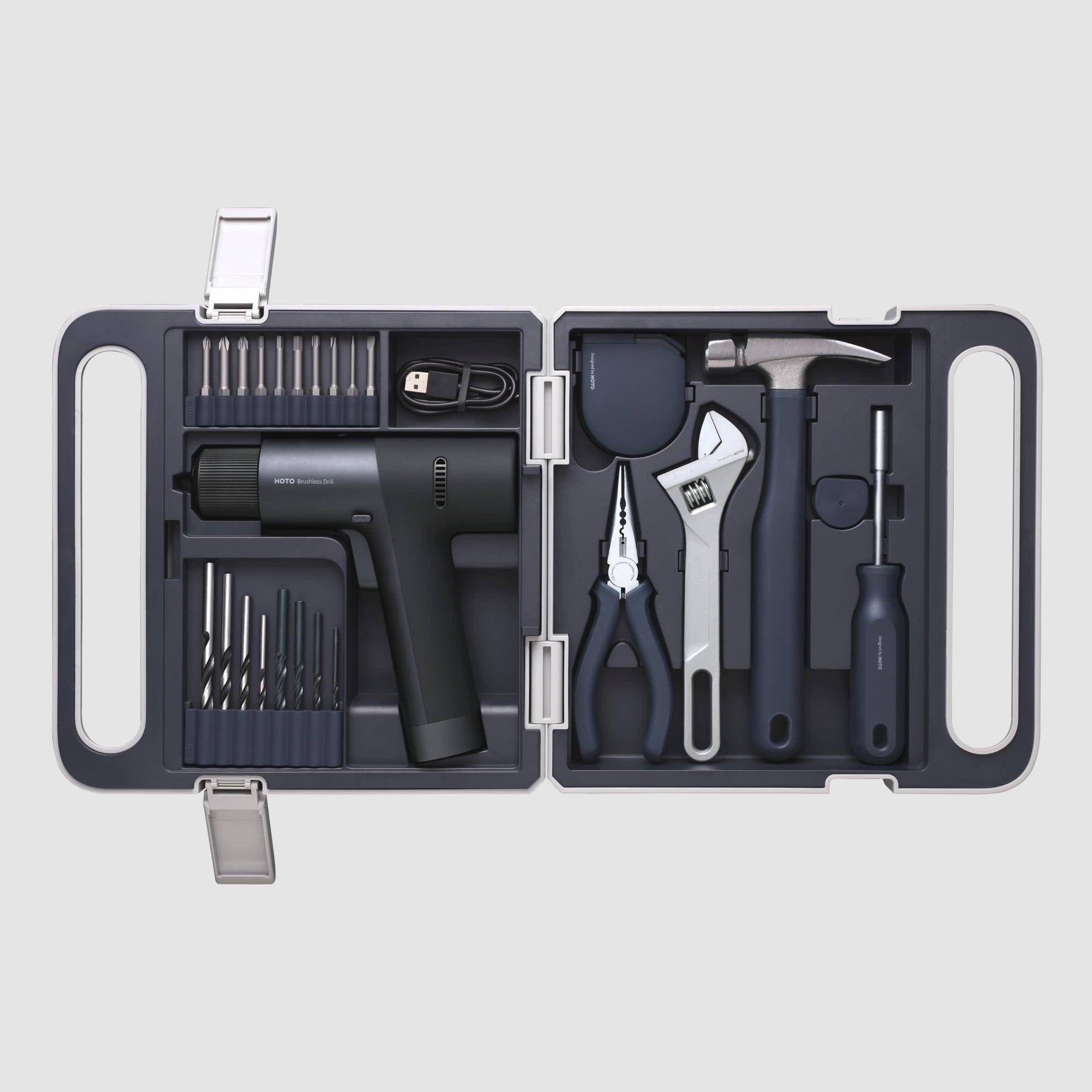 HOTO 12V Brushless Drill Tool Set, Werkzeugset, 9-teilig