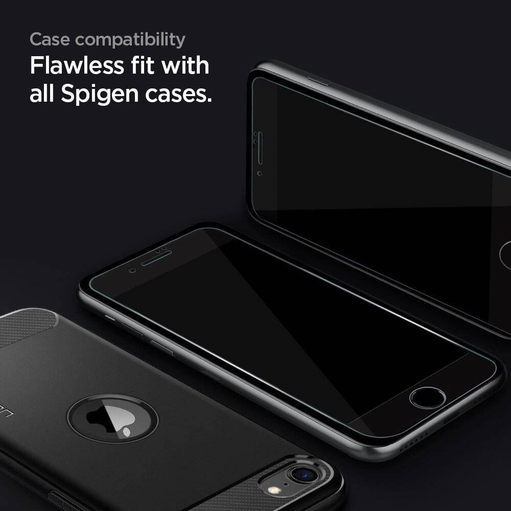 Spigen Glass FC Schutzglas iPhone 7 / 8 SE 2020 2022 - Schwarz 2 Stk.