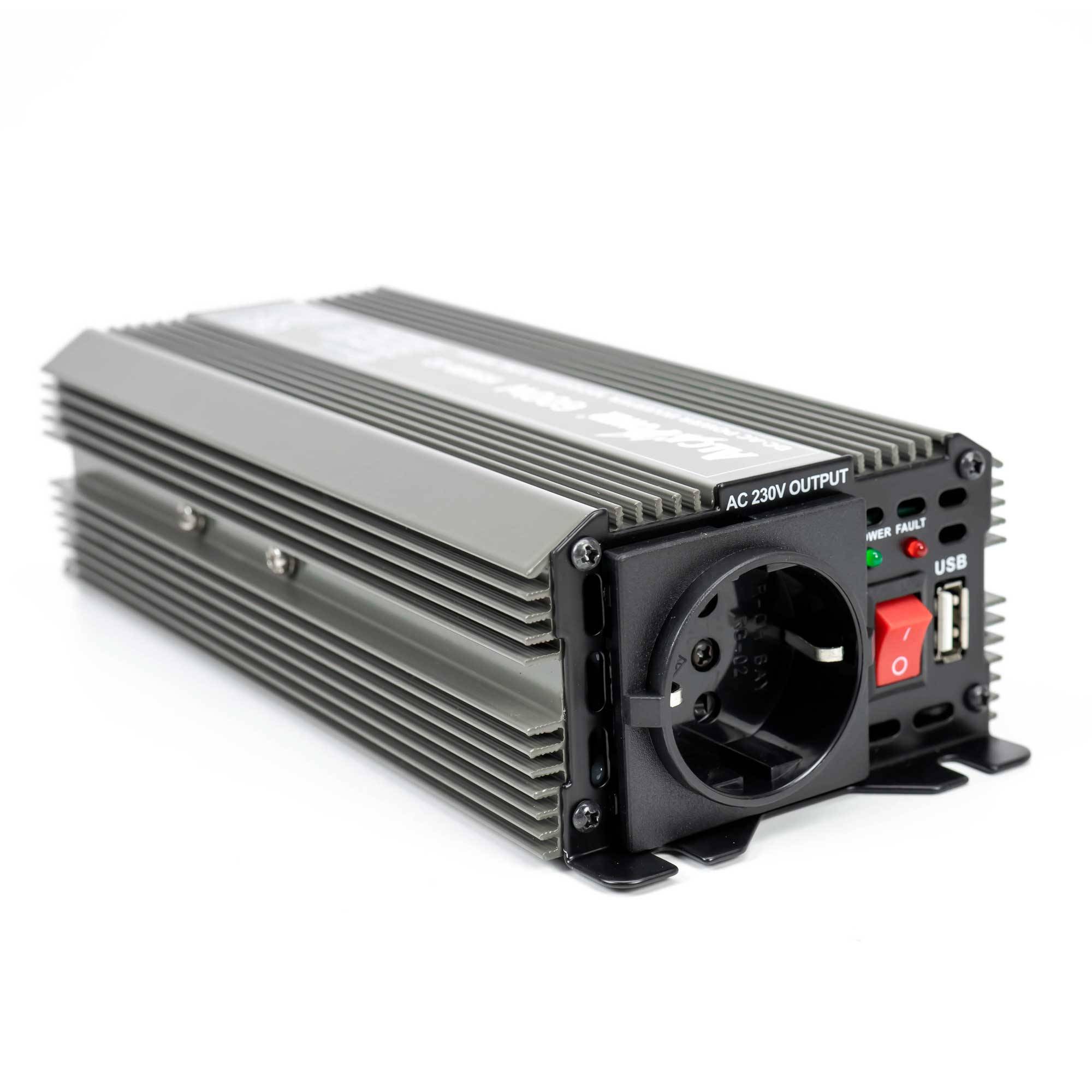 RO: Invertor de tensiune AlcaPower by President 300W alimentare 24V, iesire 230V, unda sinus modificata, mufa USB 5V 500mAh, cu clesti alimentare